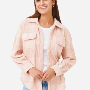 Z Supply Men's Casual Plaid Shirt - Light Pink